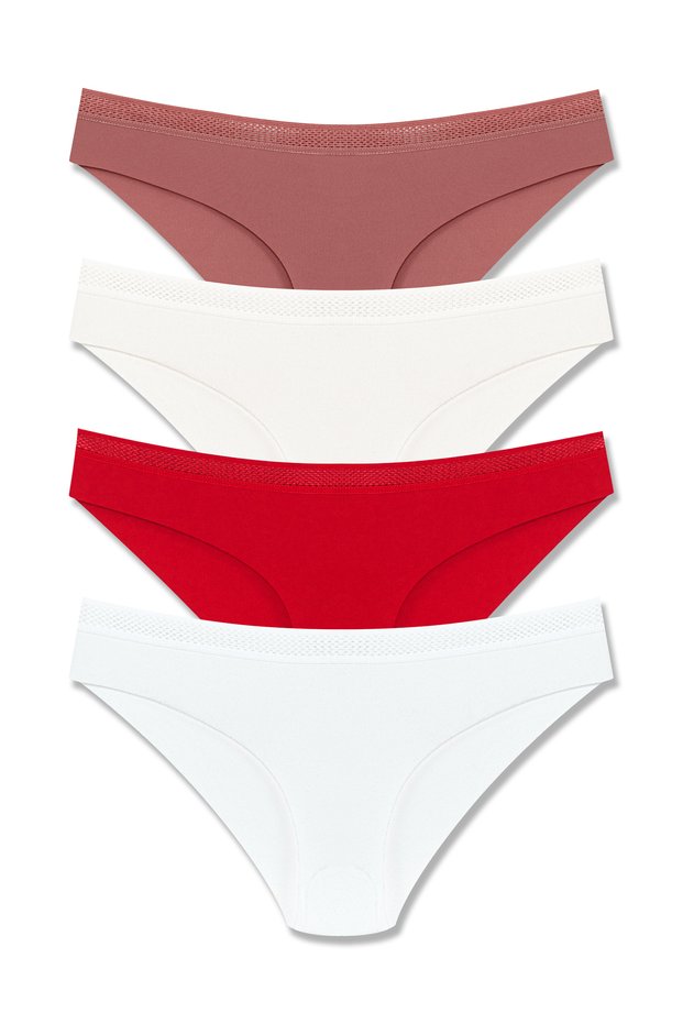 Women's Interlock Laser Cut Honeycomb Rubber Slip Panties 4 Pack
