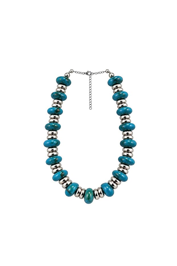 Silver Form Collection Marble Bead Necklace - Blue