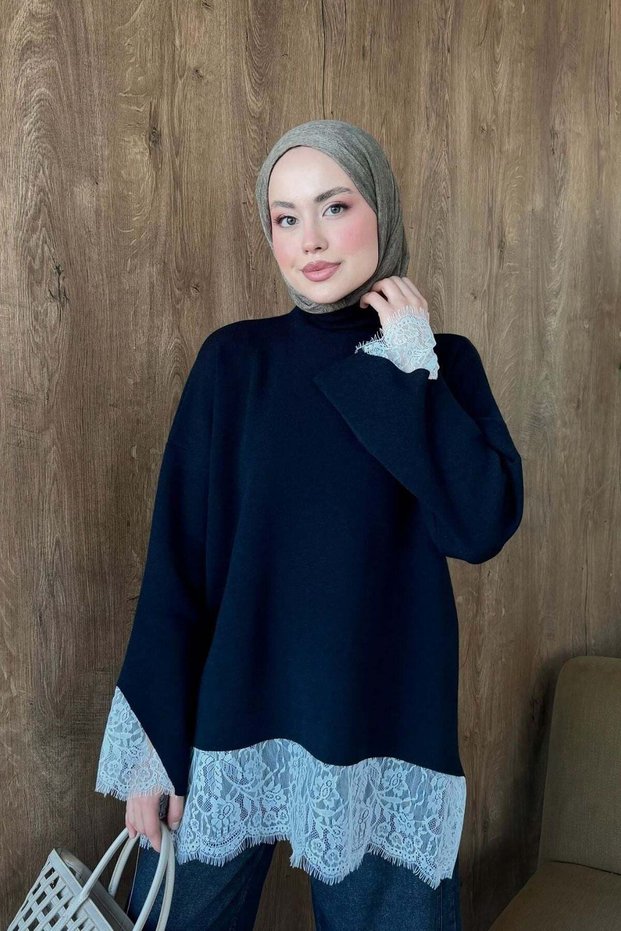 Zerafet Lace Tunic Navy Blue