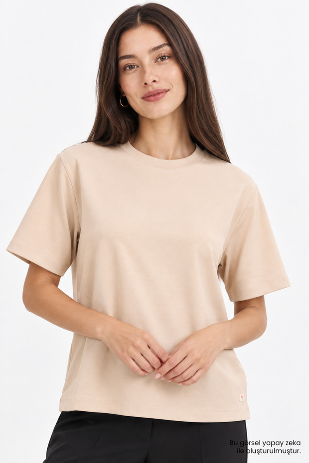 Crew Neck Plain Modal Fabric Short Sleeve T-Shirt