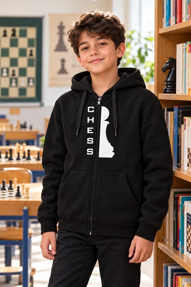 Piyon and Chess Kids' Fleece Zipper Hooded Sweatshirt