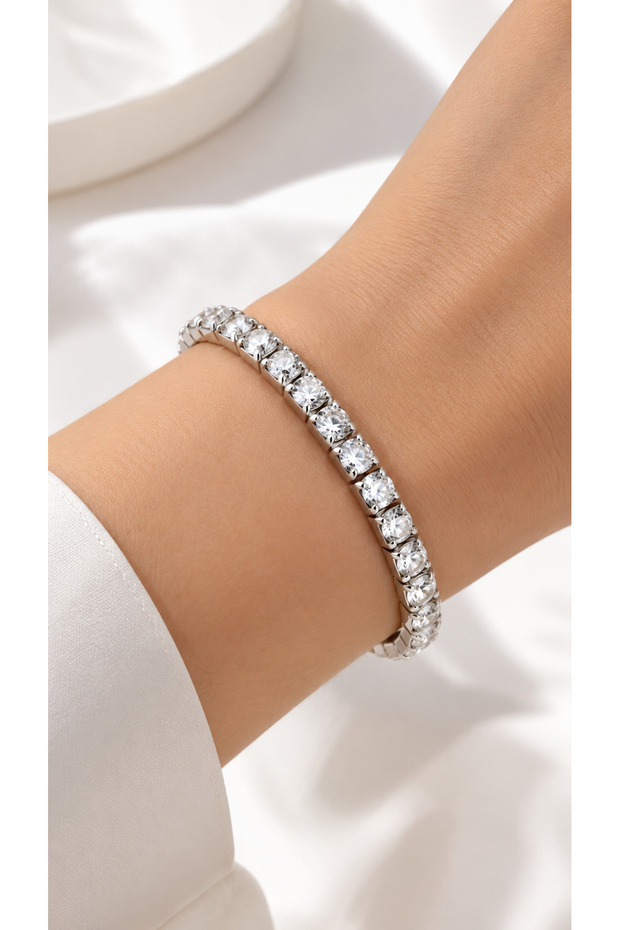 Silver Color Zircon Stone Flexible Waterway Bracelet