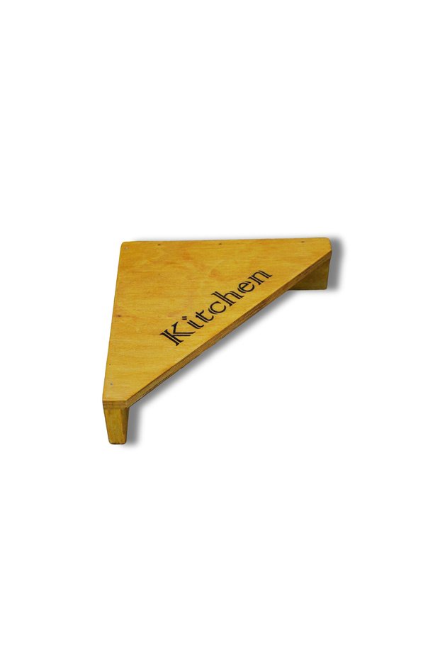 Triangle Corner Stand with Legs โ Water-Resistant Yellow Oak Kitchen Organizer ๐ฟ ๐ง