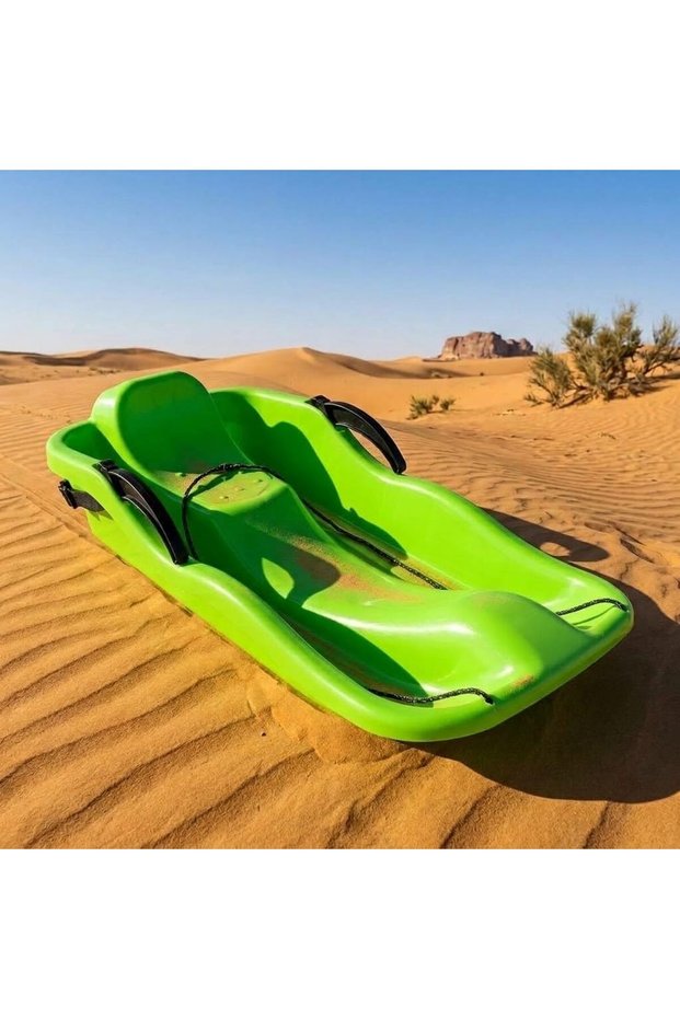 Portable Winter Snow Sled Board Green with Safety Handles
