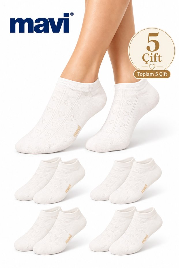 جوارب إكرو بتفاصيل على شكل قلب (5 أزواج)