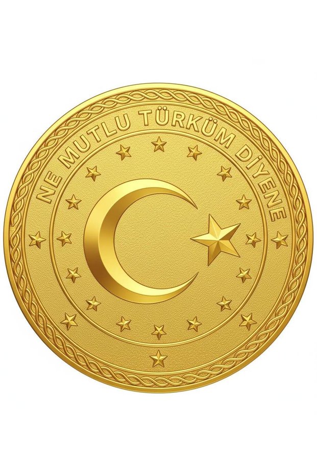 Golden Yellow Moon and Star Written Round Sticker 15X15 cm