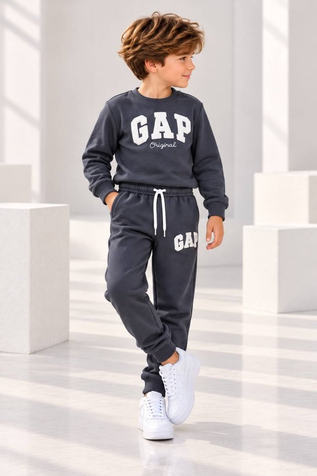 Boy's Printed Sweatshirt Winter Set