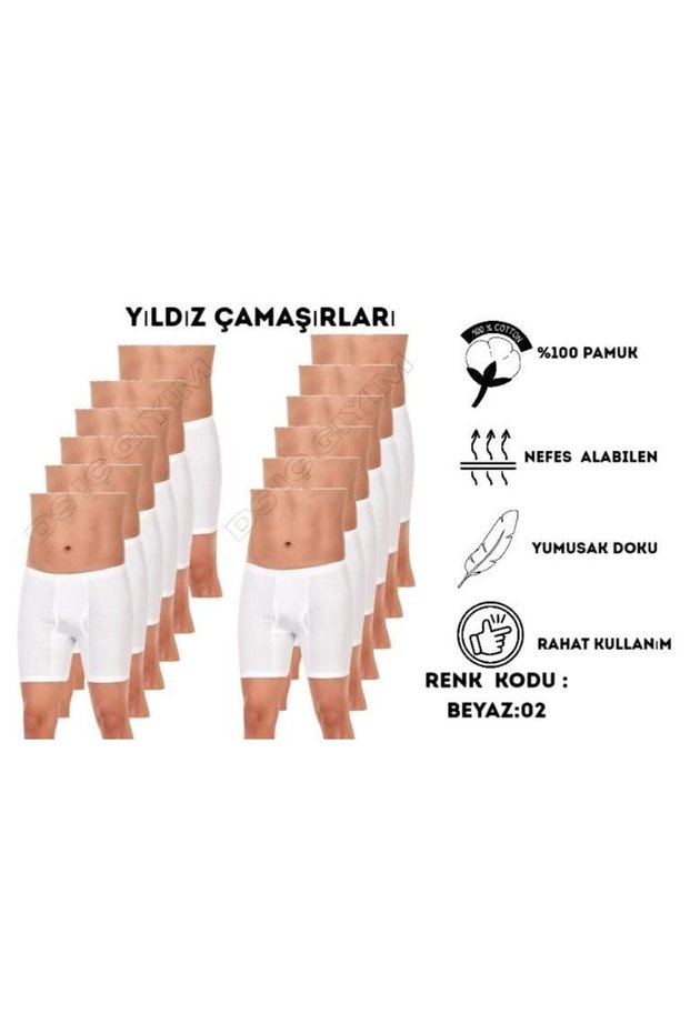 02 Men's Ribbed White Boxers 12 Pieces