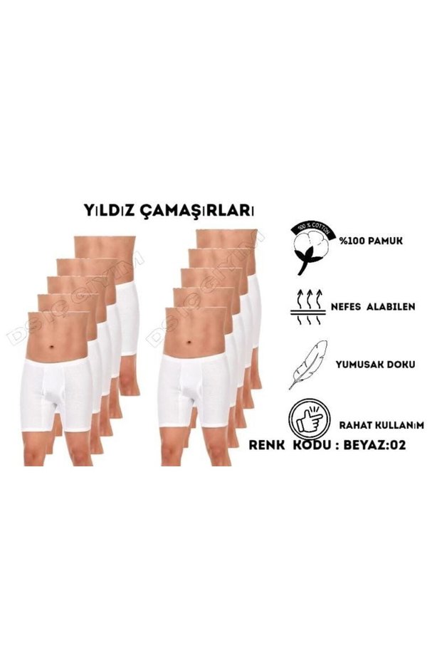 02 Men's Ribbed White Boxers 10 Pieces