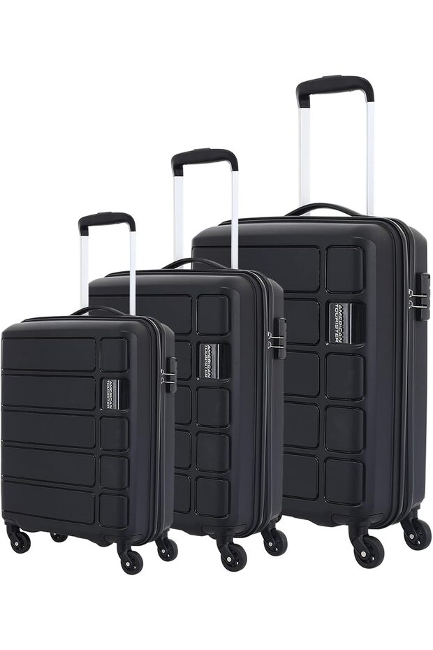 tracker 3 Pcs Set Luggage Cabin, Medium & Large - Black