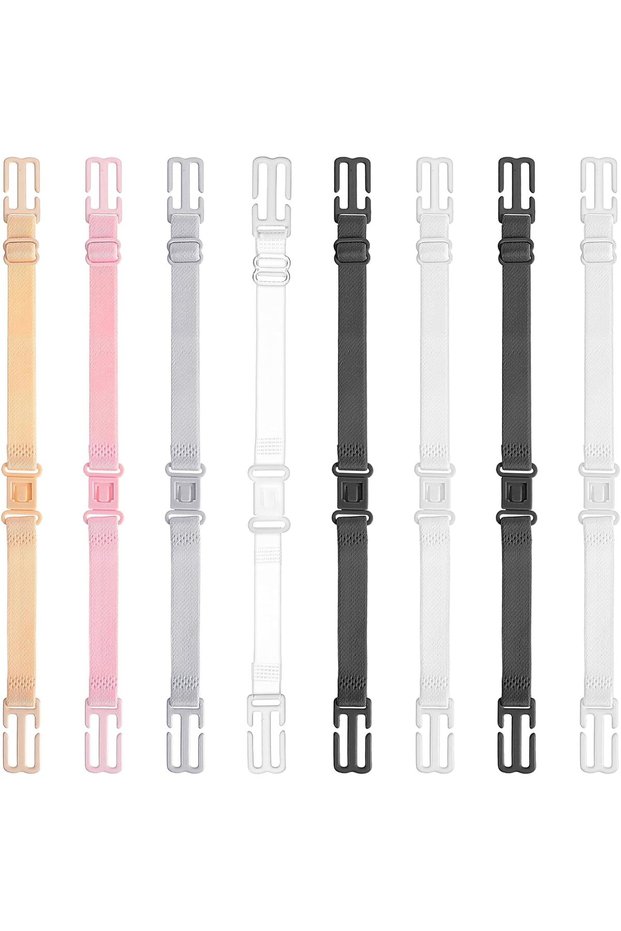 8 PCS Women's Non-slip Elastic Bra Strap Holders,Adjustable Bra Strap Clips for Back,6 Colors