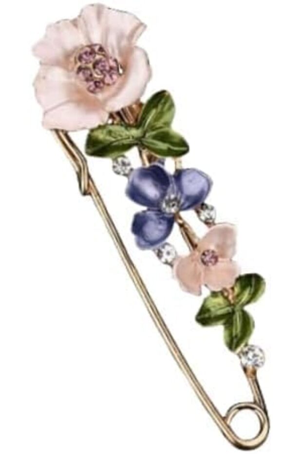 Crystal Tulip Flower Brooch,Rhinestone Enamel Safety Pin for Sweaters and Shawls,Stylish Wedding Party Jewelry Accessory for Women