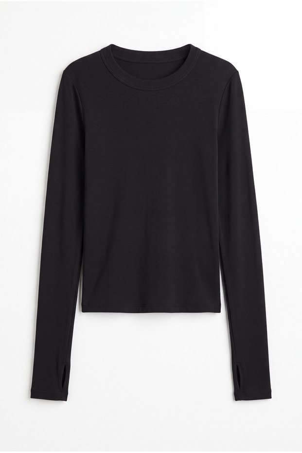 Long Sleeve Fingerless Basic Badi with Crew Neck
