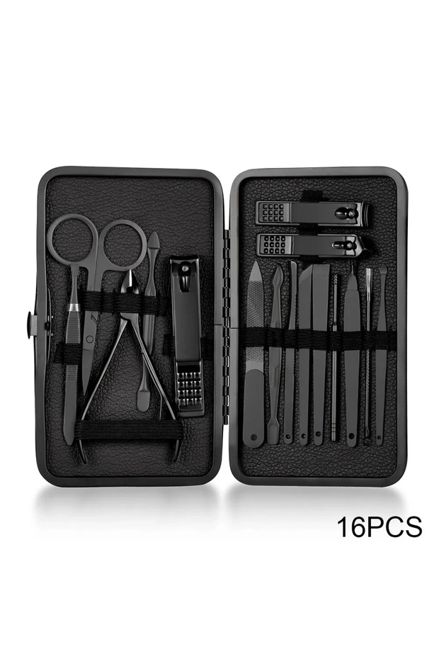 SET138-16 7-18 Piece Set of Black Stainless Steel Nail Clippers Complete Set of Nail Clippers Acne N