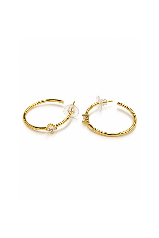 Zircon Stone Half Hoop Earrings