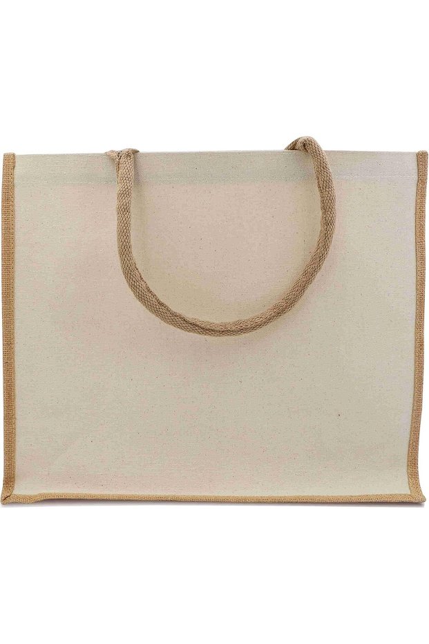 Jute Canvas Grocery Reusable Shopping Bag, Beige