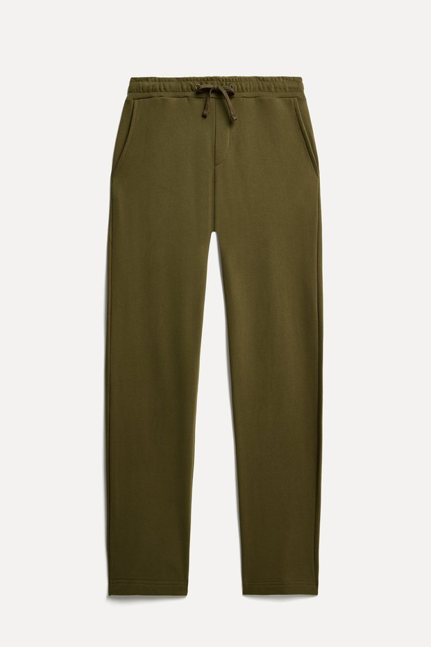 Men's Khaki Regular Fit Tie-Waist Trousers