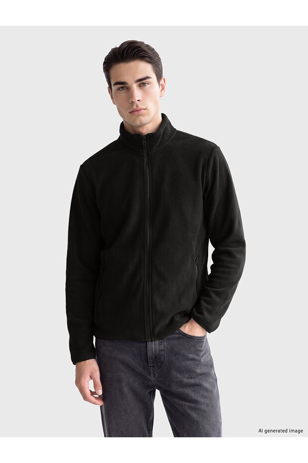 Peak New Season Green Stand Collar Men's Zippered Sweatshirt