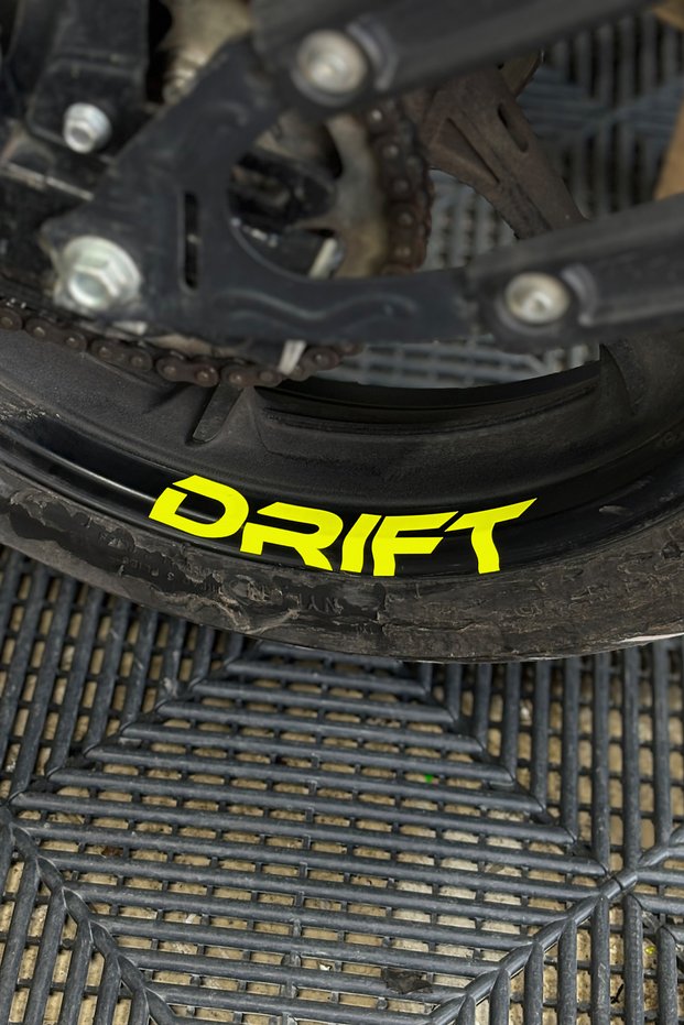 In-Wheel Drift Lettering Sticker for Mondial Drift-L (4 Pieces)