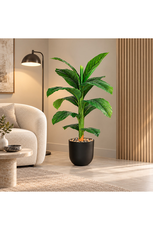 Artificial Banana Tree Single Branch 120cm Plastic Pot