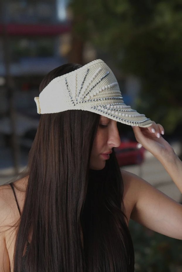 Λευκό καπέλο visor με στρας