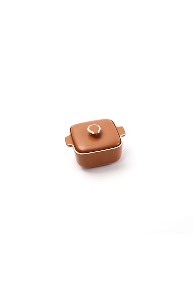 Square Clay Jar with Lid