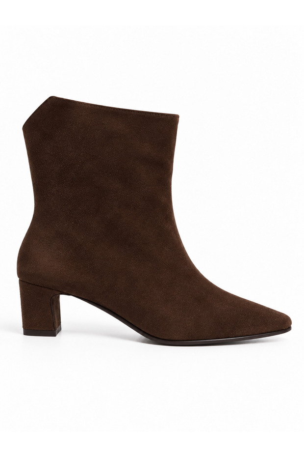 Viona Brown Suede Genuine Leather Heeled Boots