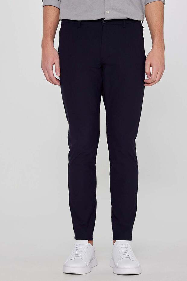 Regular Fit, Normal Cut, Narrow Leg, Side Pocket Detailed Navy Blue Trousers