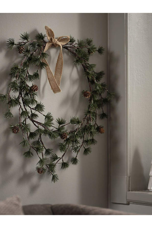 New Year's Wreath Ulu 45cm Ø45Xh4Cm Green with Cones