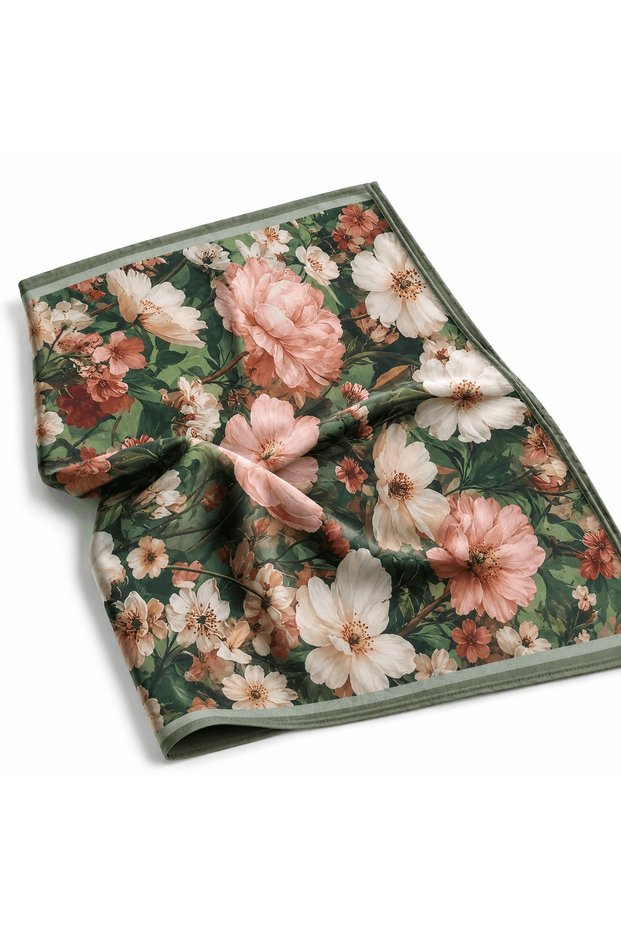 Modal Silk Fall Bouquet Pattern Shawl - Khaki