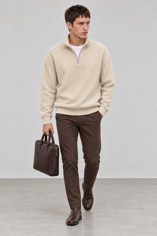 Half Zipper Stand Collar Men's Knitwear Sweater | Ee1005111326