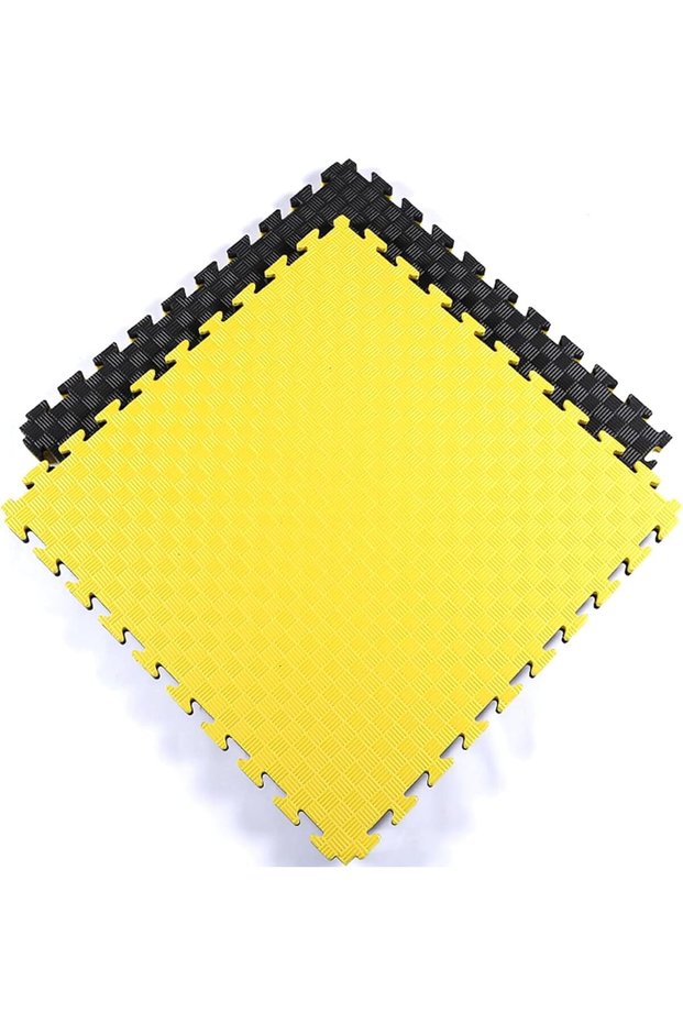 EVA Foam Exercise Mats, 30 mm, 105 x 105 cm, Black and Yellow, 4 Tiles