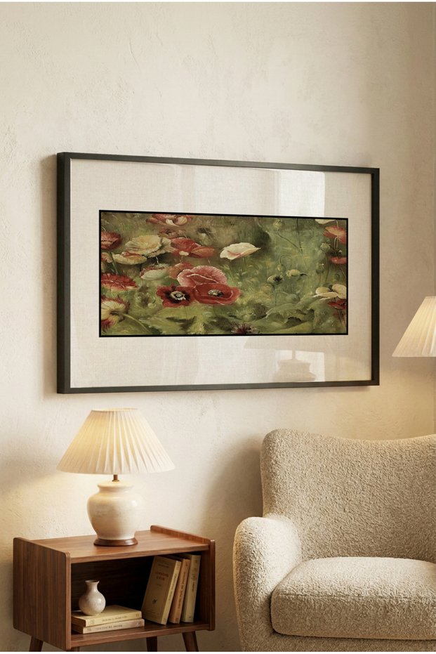 1 Piece Pvc Framed Black Wooden Frame Oil Painting Effect Vintage Botanical Themed Horizontal Wooden Painting - Home, Business and Office Decoration Painting
