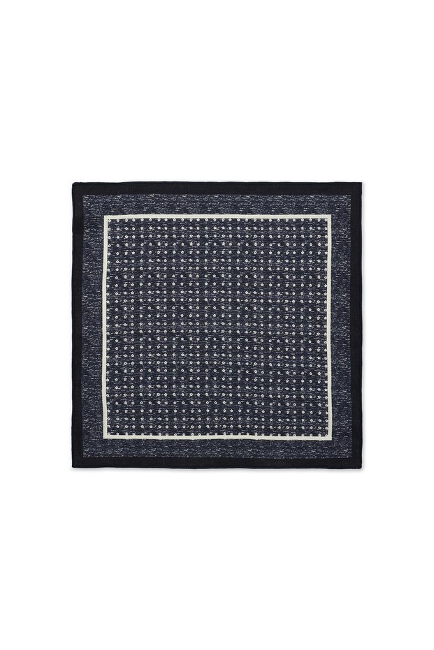 Navy Blue Patterned Classic Satin Pocket Handkerchief