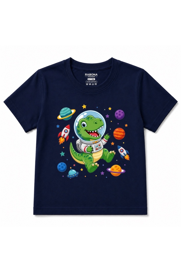 Space Explorer Dino - Cute Astronaut Dinosaur Galaxy Kids Graphic T-Shirt