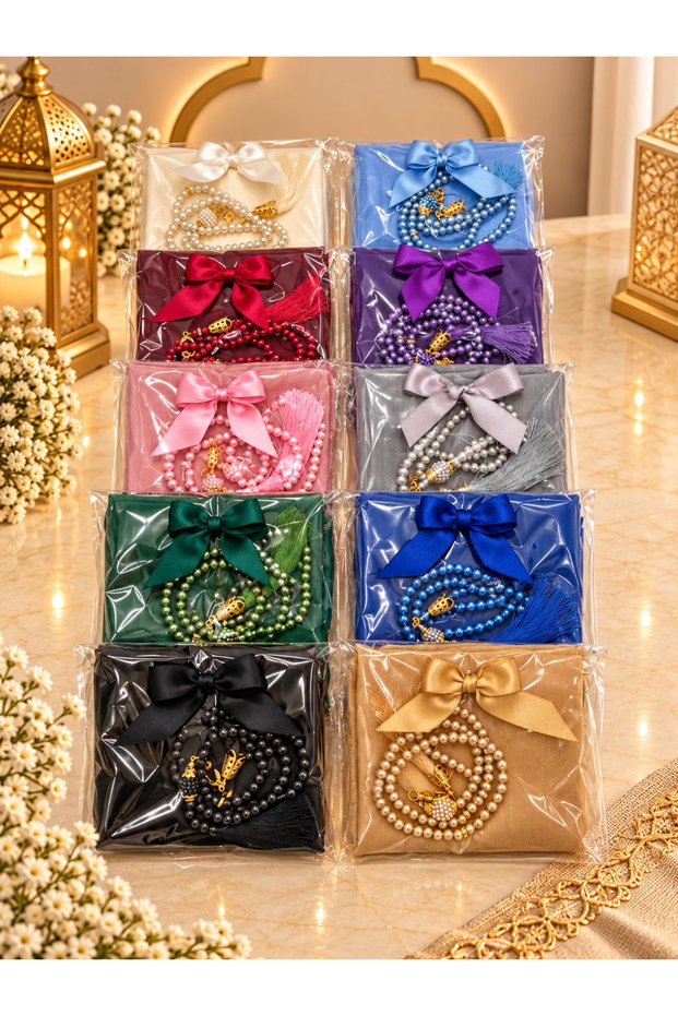 10 Pieces Mixed Bowknot Gelatin Flared Cover and Prayer Beads Set