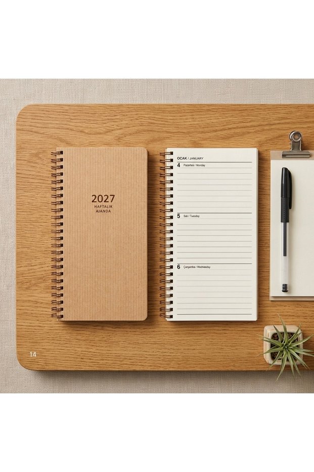 2027 Year 8X16 cm Weekly Pocket Agenda Aj-73 12 Months Kraft
