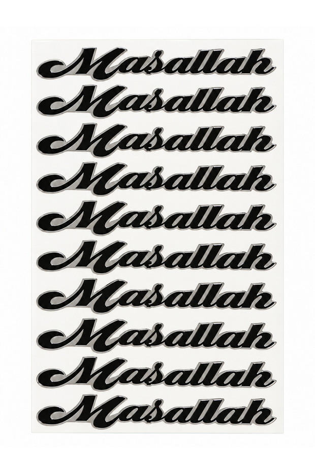 Mashallah Metalized Sticker Home Automobile Motorcycle and Bicycle Glass Door Decorative Set of 10