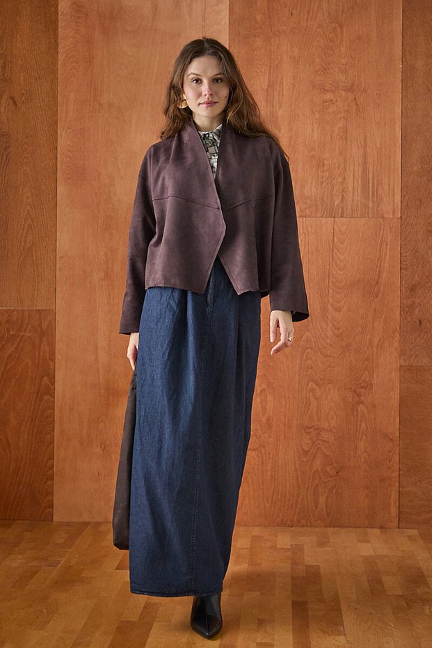 Suede Cutwork Jacket Brown