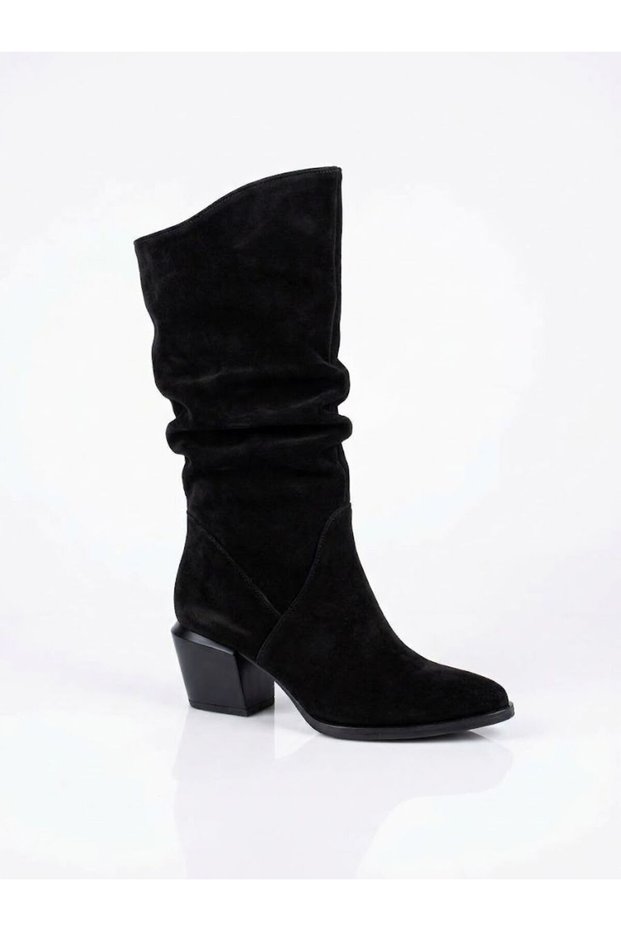 100% Genuine Leather Suede Bellows Women's Boots with Thai Feather Lining