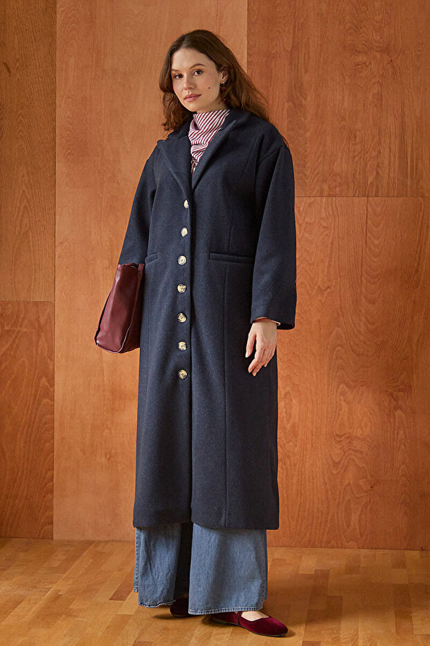 Kaşe Kaban Navy Blue