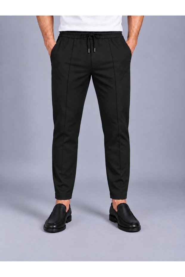 Men's Regular Fit Lycra Jogger Pants with Stripe Detail and Zippered Legs
