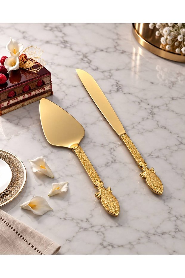 Gold Cake Cutter Set