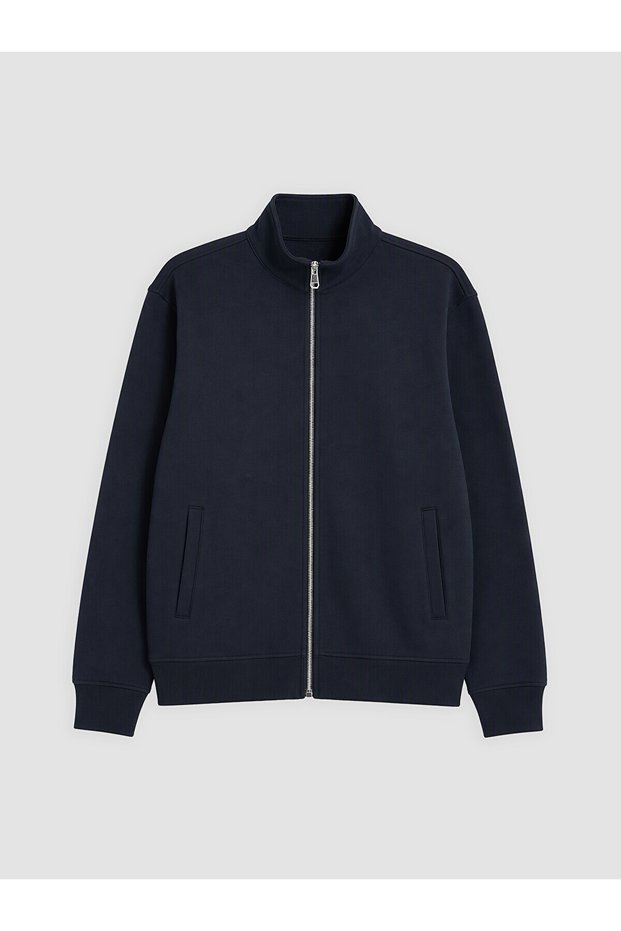 Peak New Season Anthracite Stand Collar Men's Zippered Sweatshirt