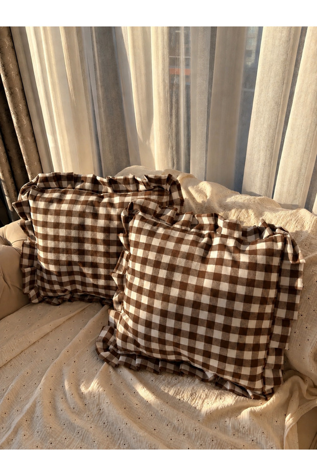2-Piece Brown Linen Cloth Cover (45X45Cm)