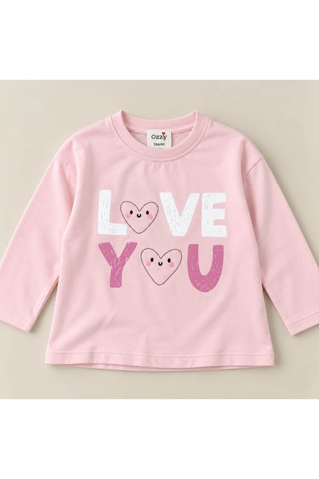Girl's T-Shirt with Heart Embroidery on the Back