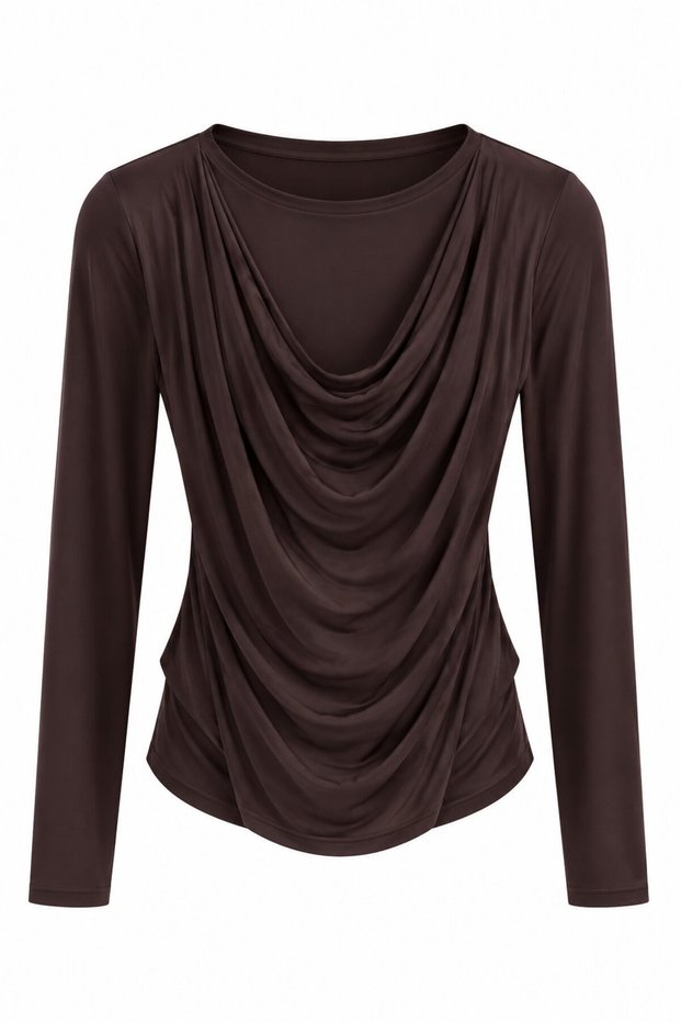 Brown Degaje Collared Blouse - 1228