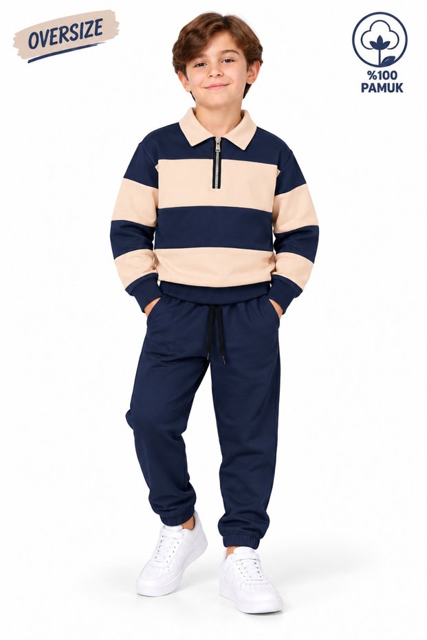3-10 Years Old Oversize 2 Thread Seasonal Boys' Top and Bottom Tracksuit Set
