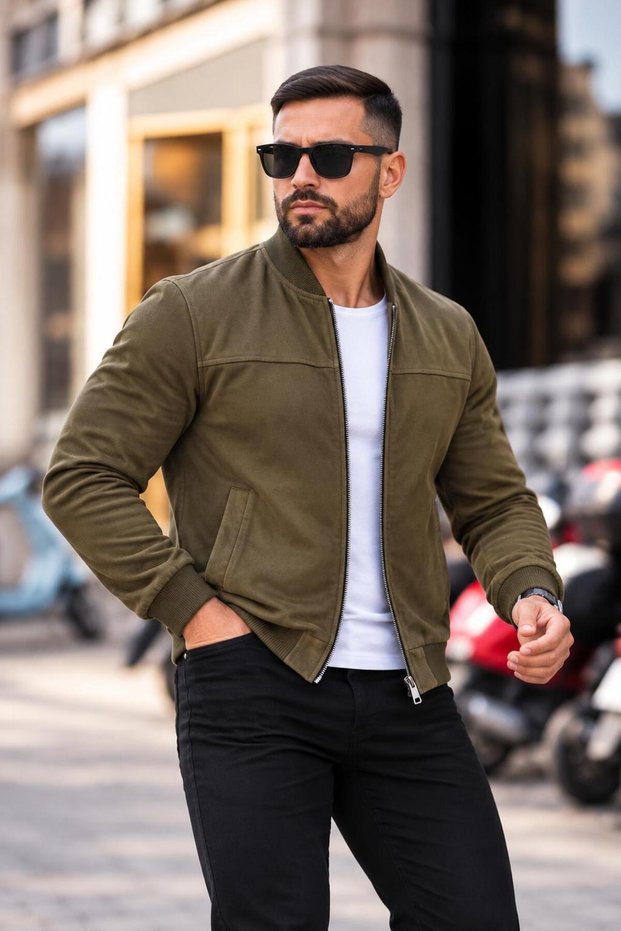 Men's Suede College Jacket