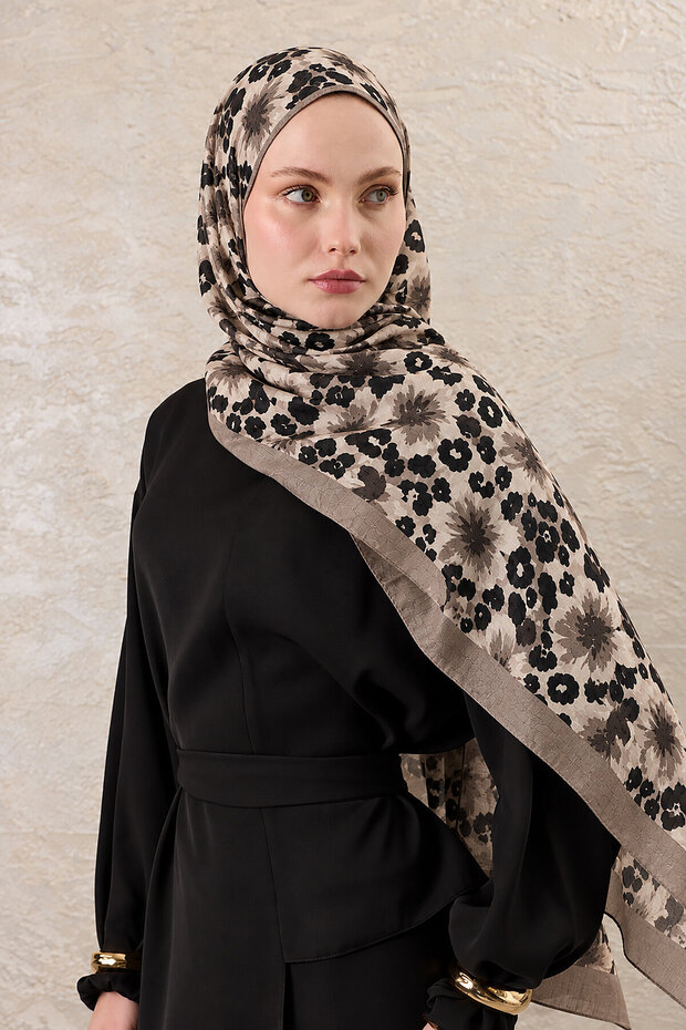 Beige Leona Patterned Shawl